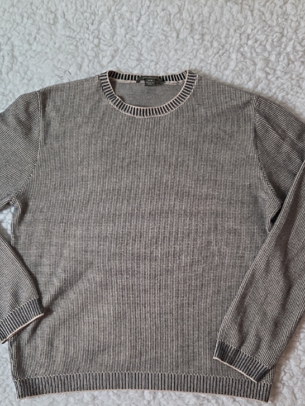 Ermenegildo Zegna Waffle Knit Crewneck Sweater Beige and Brown